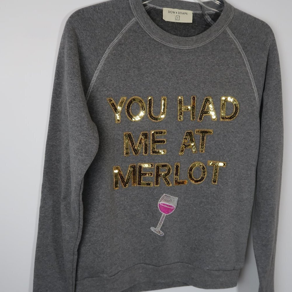 Bow & Drape You Had Me At Merlot Sequin Sweatshirt - Picture 8 of 8
